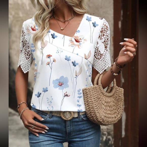 Boho floral lace sleeve blouse - Picture 5 of 8